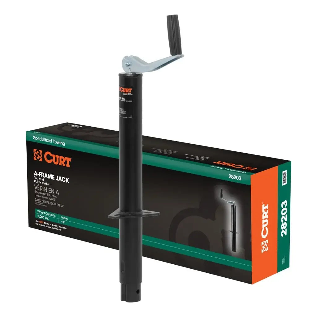 CURT 28203 A-Frame Jack with Top Handle (2,000 lbs, 15" Travel, Packaged) - View 1