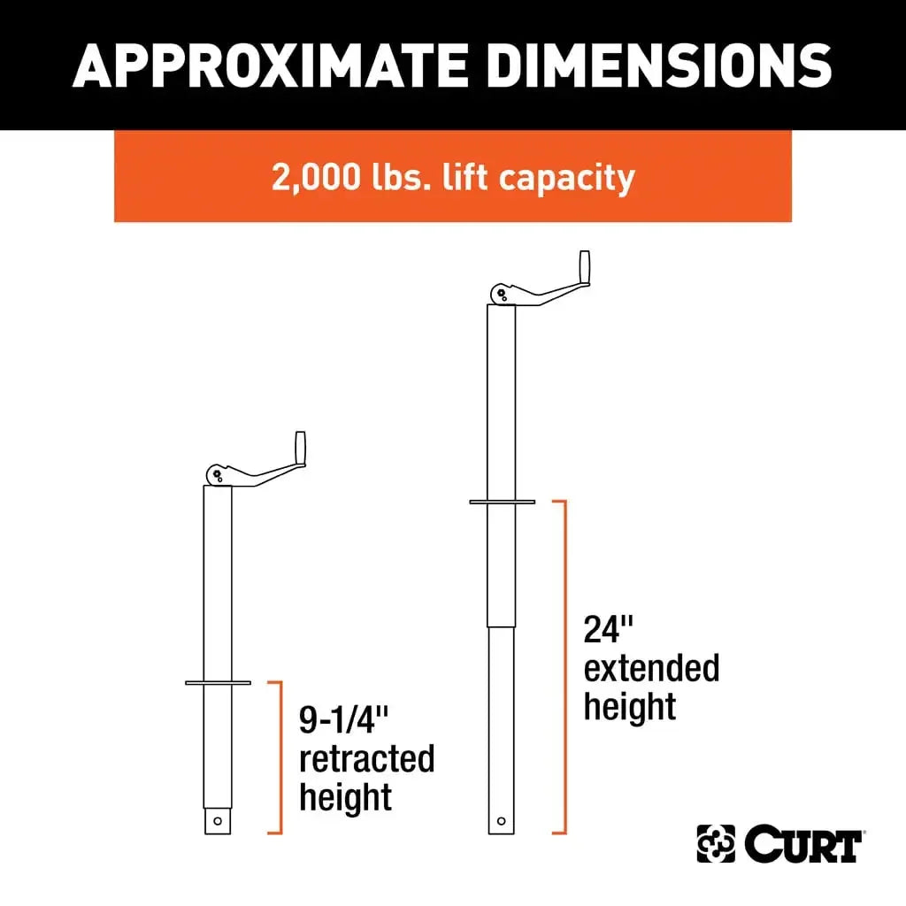 CURT 28203 A-Frame Jack with Top Handle (2,000 lbs, 15" Travel, Packaged) - View 2