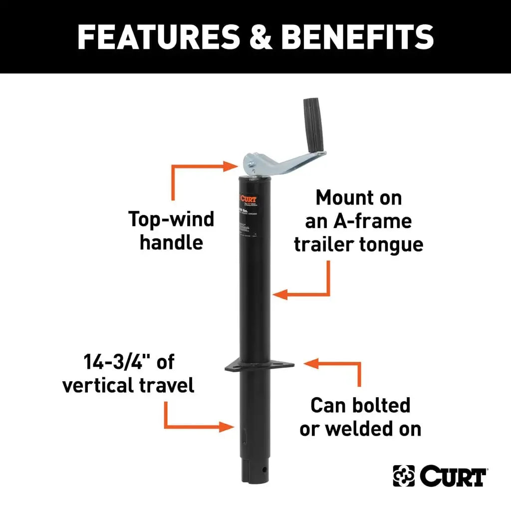 CURT 28203 A-Frame Jack with Top Handle (2,000 lbs, 15" Travel, Packaged) - View 3