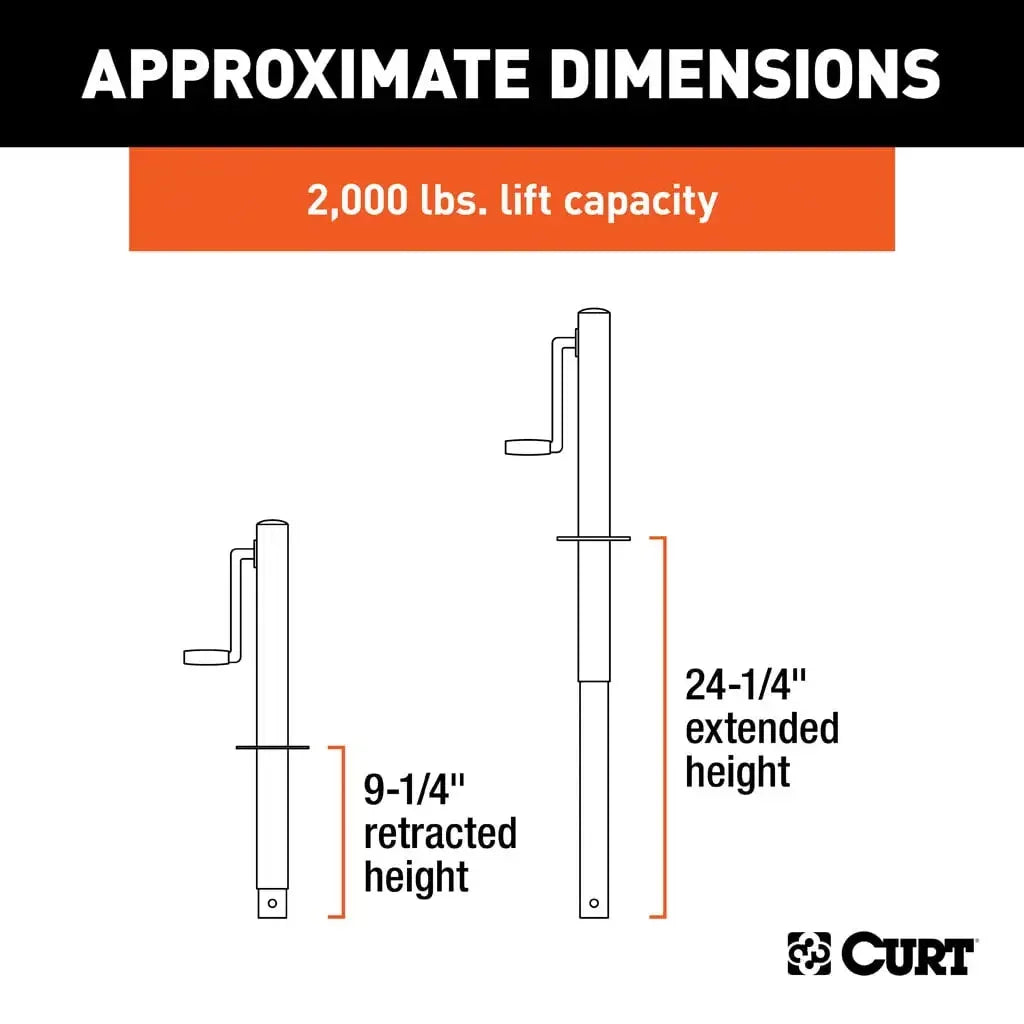 CURT 28204 A-Frame Jack with Side Handle (2,000 lbs, 14-1/2" Travel) - View 2