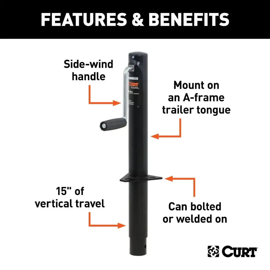 CURT 28204 A-Frame Jack with Side Handle (2,000 lbs, 14-1/2" Travel) - View 3