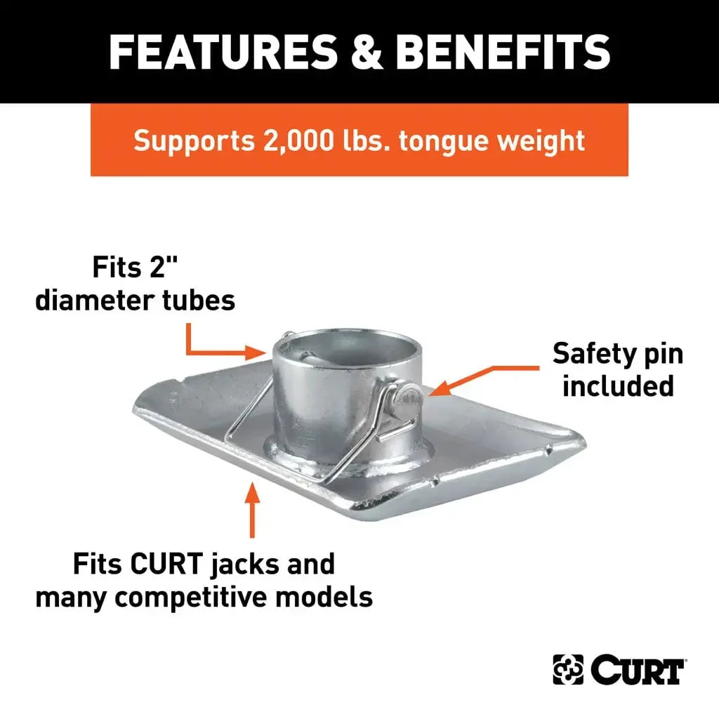 CURT 28273 Pin-On Jack Foot (Fits 2" Tube, 2,000 lbs, 1-11/16" Height, Packaged) - View 3