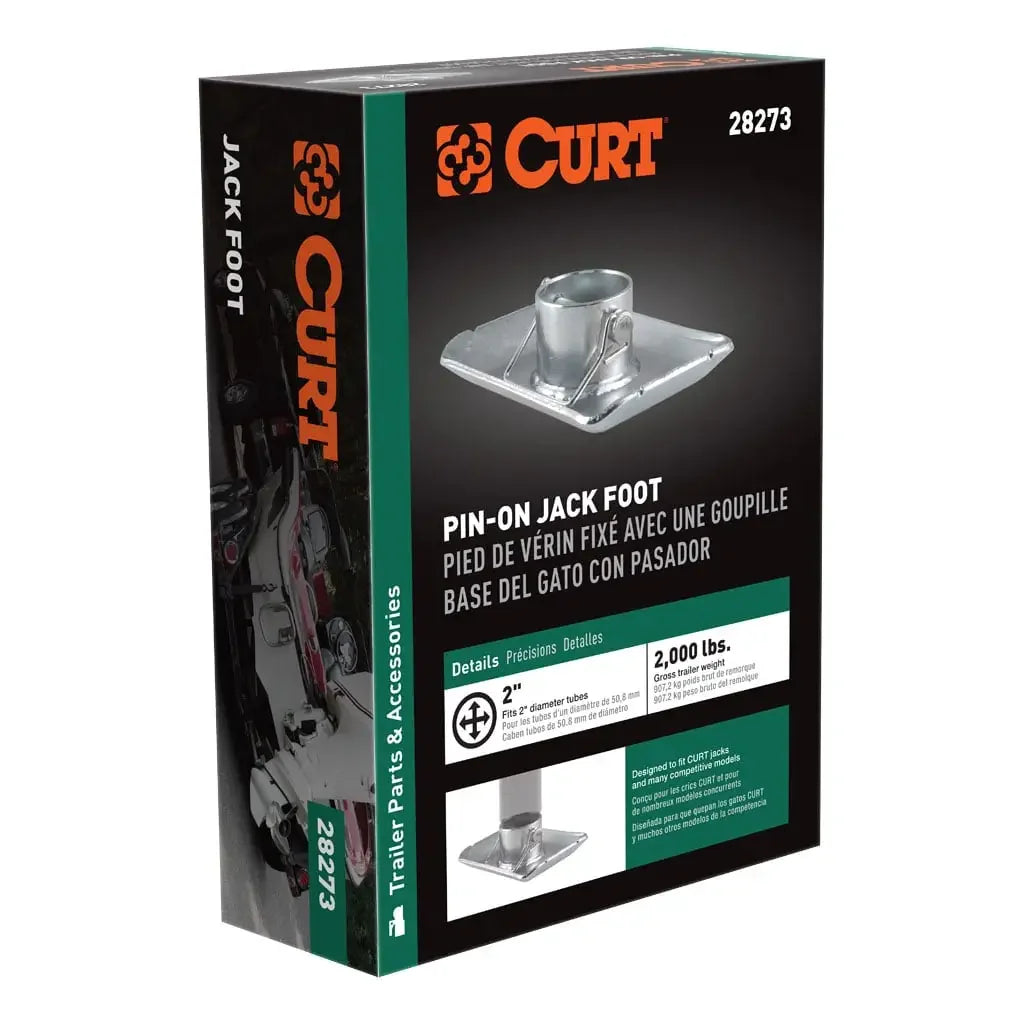 CURT 28273 Pin-On Jack Foot (Fits 2" Tube, 2,000 lbs, 1-11/16" Height, Packaged) - View 5
