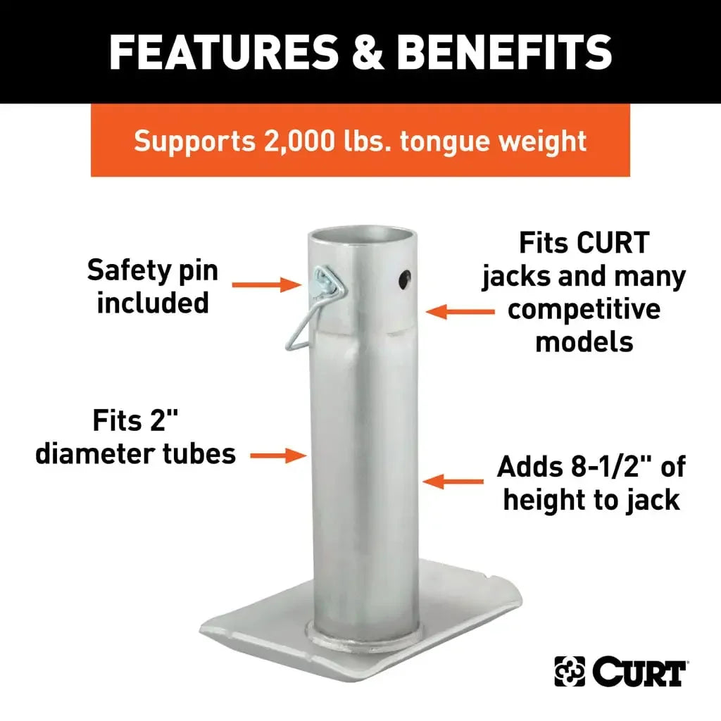 CURT 28274 Pin-On Jack Foot (Fits 2" Tube, 2,000 lbs, 8-1/2" Height) - View 3