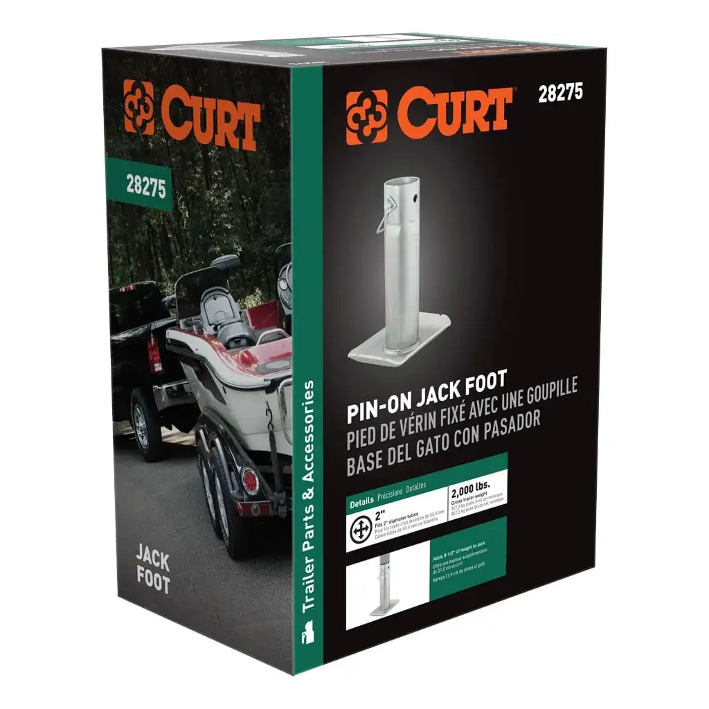CURT 28275 Pin-On Jack Foot (Fits 2" Tube, 2,000 lbs, 8-1/2" Height, Packaged) - View 5