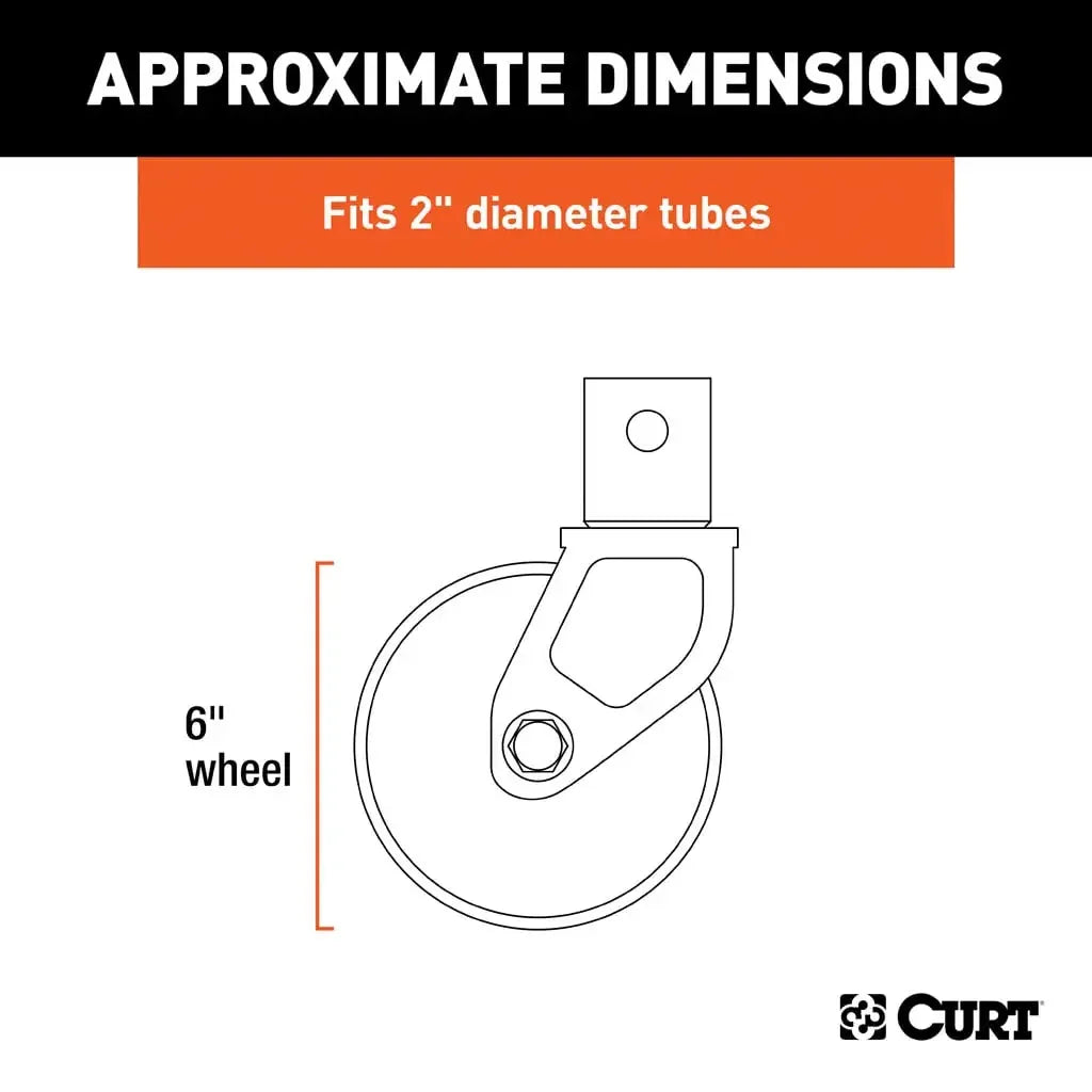 CURT 28276 6" Jack Caster (Fits 2" Tube, 1,200 lbs.) - View 2