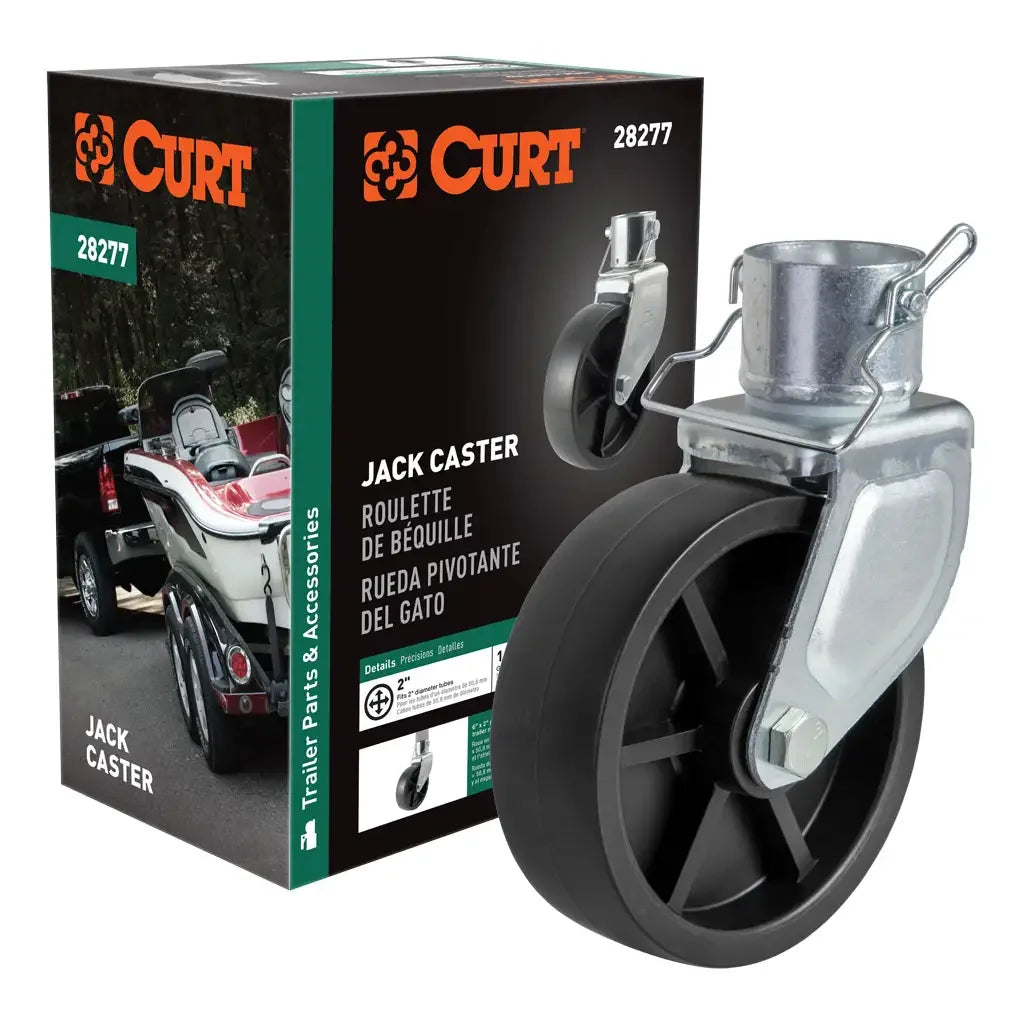 CURT 28277 6" Jack Caster (Fits 2" Tube, 1,200 lbs, Packaged) - View 1