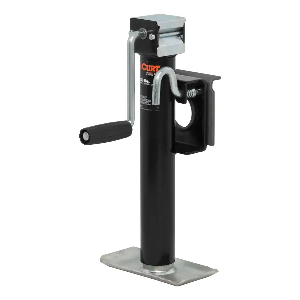 CURT 28302 Bracket-Mount Swivel Jack with Side Handle (2,000 lbs, 10" Travel) - View 1
