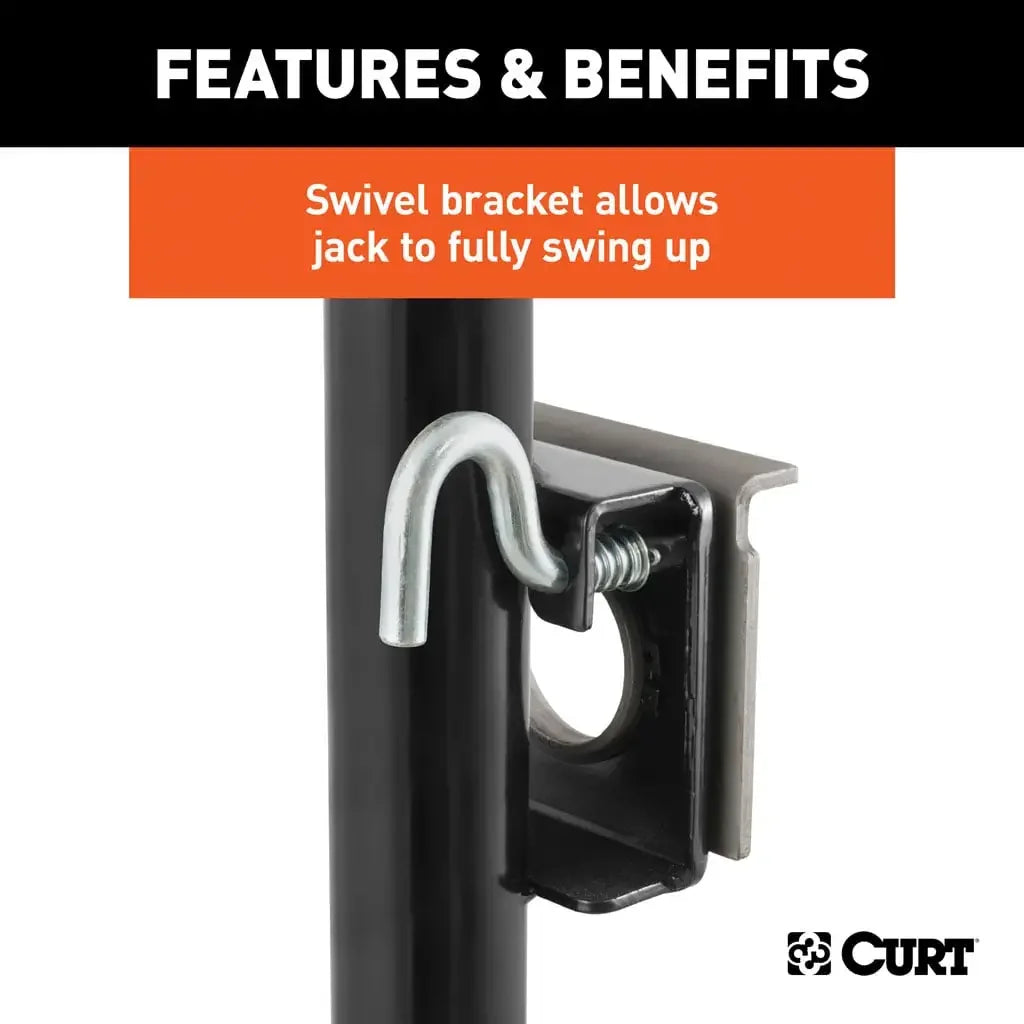 CURT 28304 Bracket-Mount Swivel Jack with Top Handle (2,000 lbs, 15" Travel) - View 4