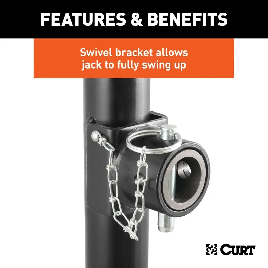 CURT 28321 Pipe-Mount Swivel Jack with Side Handle (2,000 lbs, 10" Travel) - View 4