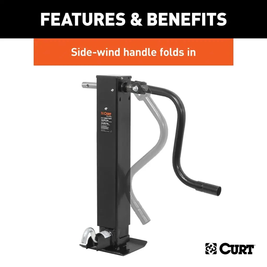 CURT 28512 Direct-Weld Square Jack with Side Handle (12,000 lbs, 12-1/2" Travel) - View 4