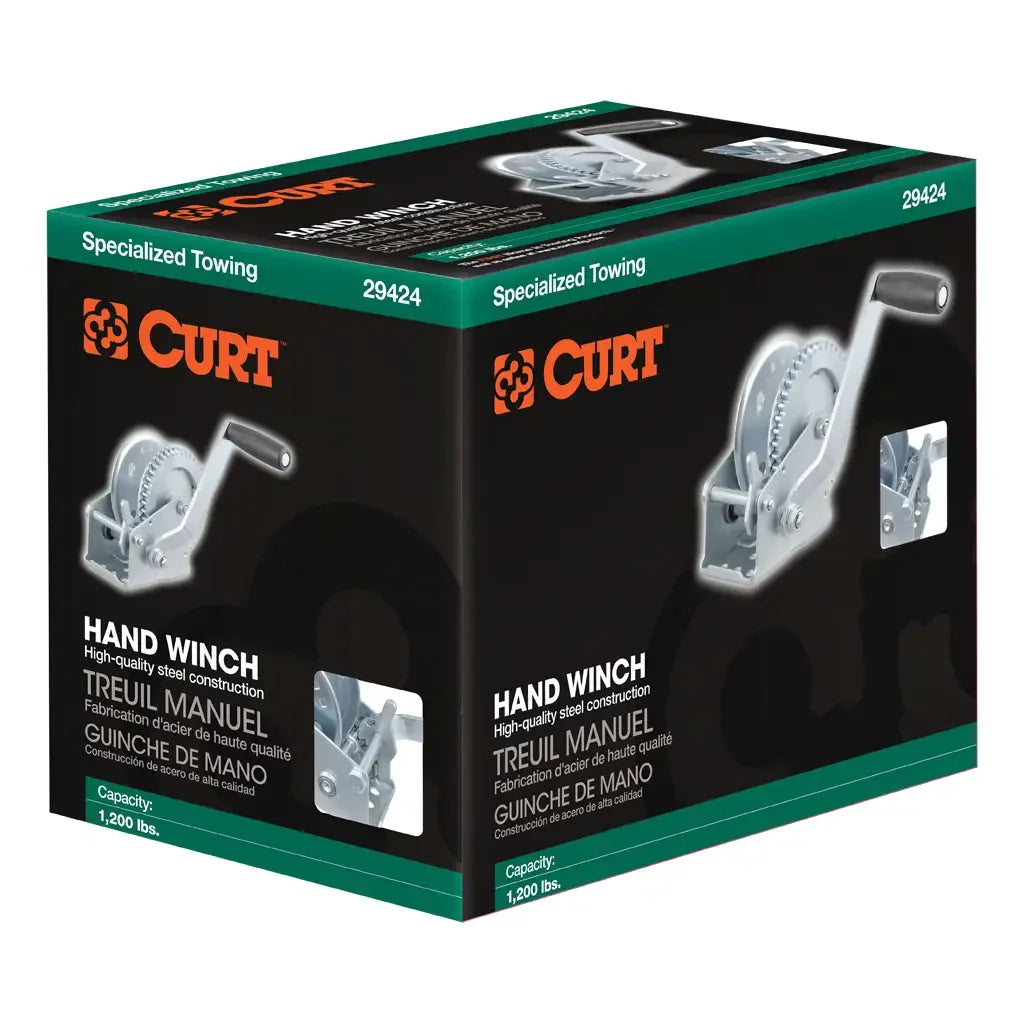 CURT 29424 Hand Crank Winch (1,200 lbs, 7-1/2" Handle) - View 5