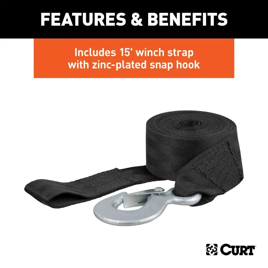 CURT 29433 Hand Crank Winch with 15' Strap (900 lbs, 6-1/2" Handle) - View 6