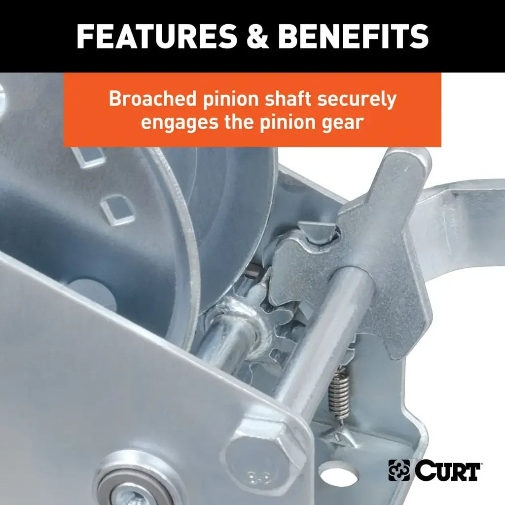 CURT 29435 Hand Crank Winch with 20' Strap (1,400 lbs, 7-1/2" Handle) - View 5