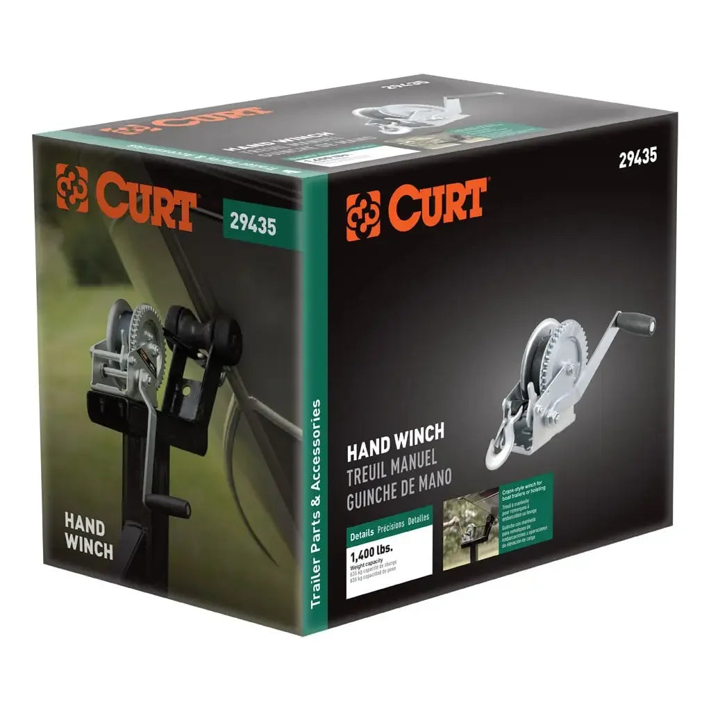 CURT 29435 Hand Crank Winch with 20' Strap (1,400 lbs, 7-1/2" Handle) - View 7