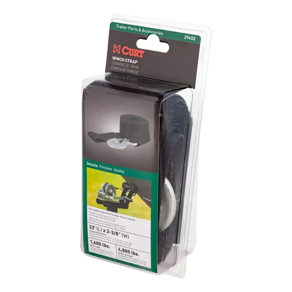 CURT 29452 23' Winch Strap with Snap Hook (4,800 lbs.) - View 2