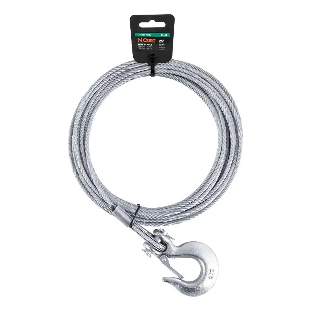 CURT 29460 25' Winch Cable with Snap Hook (4,200 lbs.) - View 1