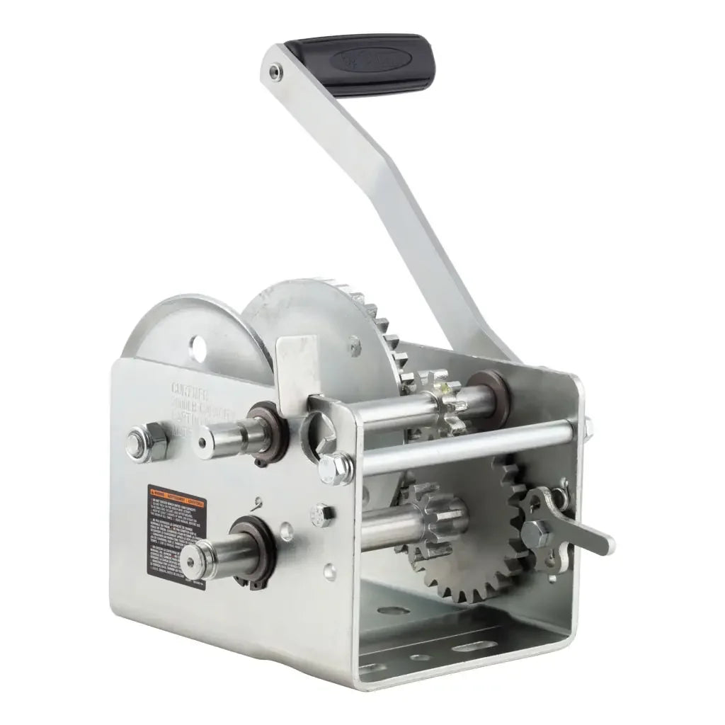CURT 29520 Hand-Crank 2-Speed Winch, 2,000 lbs, 10.25:1 Low Gear Ratio, 10.6" Handle - View 2