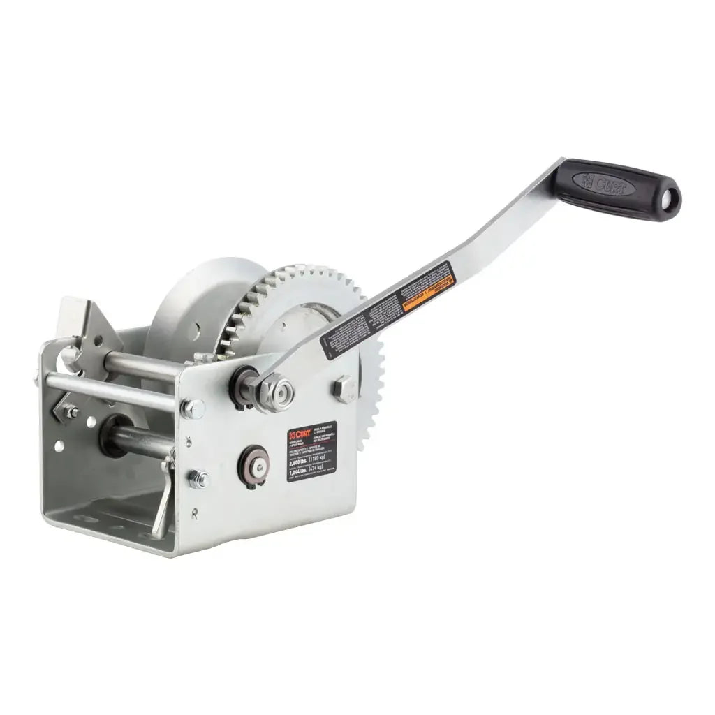 CURT 29526 Hand-Crank 2-Speed Winch, 2,600 lbs, 12.7:1 Low Gear Ratio, 10.6" Handle - View 1