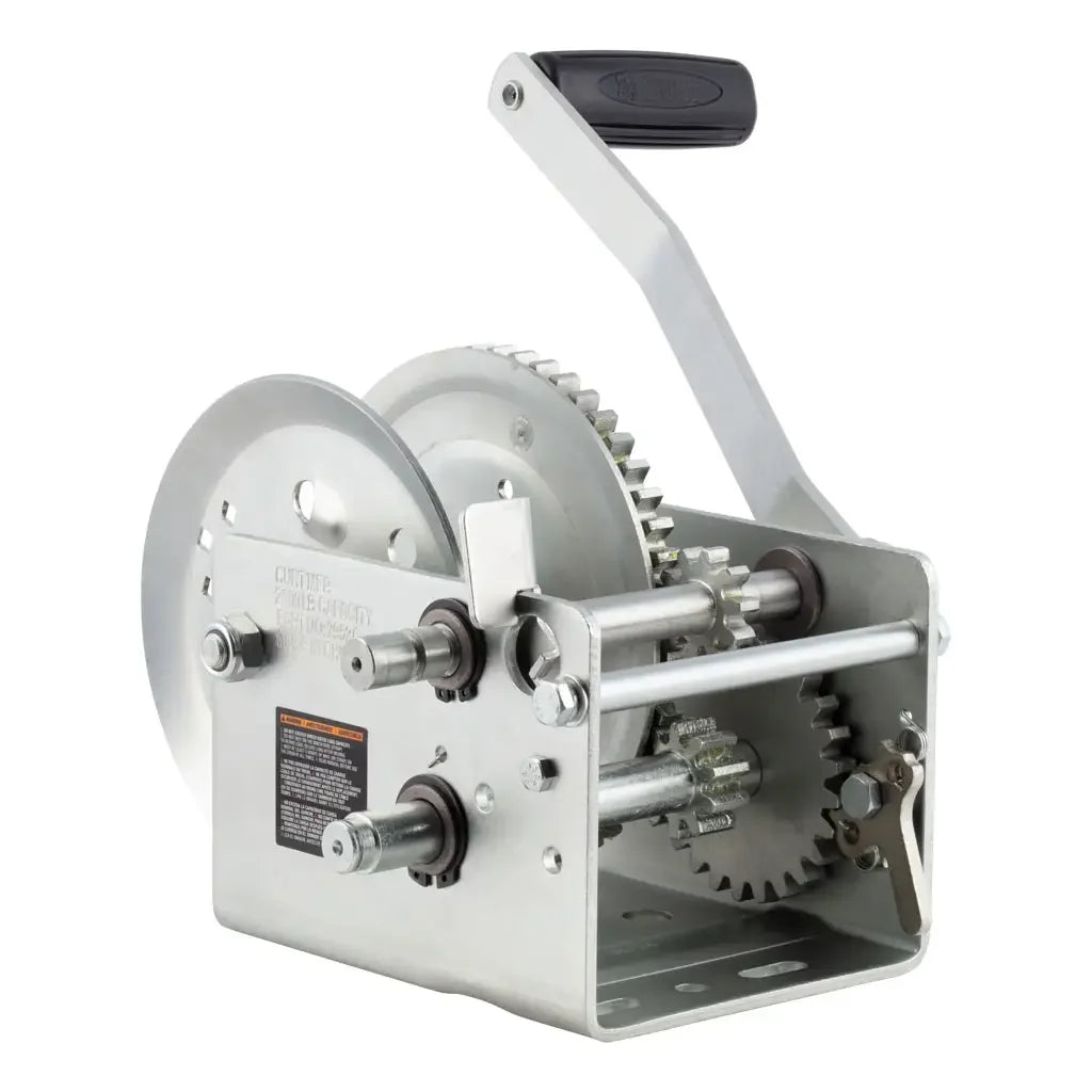 CURT 29526 Hand-Crank 2-Speed Winch, 2,600 lbs, 12.7:1 Low Gear Ratio, 10.6" Handle - View 2