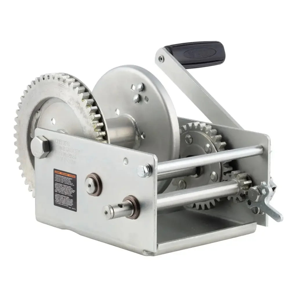 CURT 29538 Hand-Crank 2-Speed Winch, 3,800 lbs, 15.8:1 Low Gear Ratio, 9.6" Handle - View 2