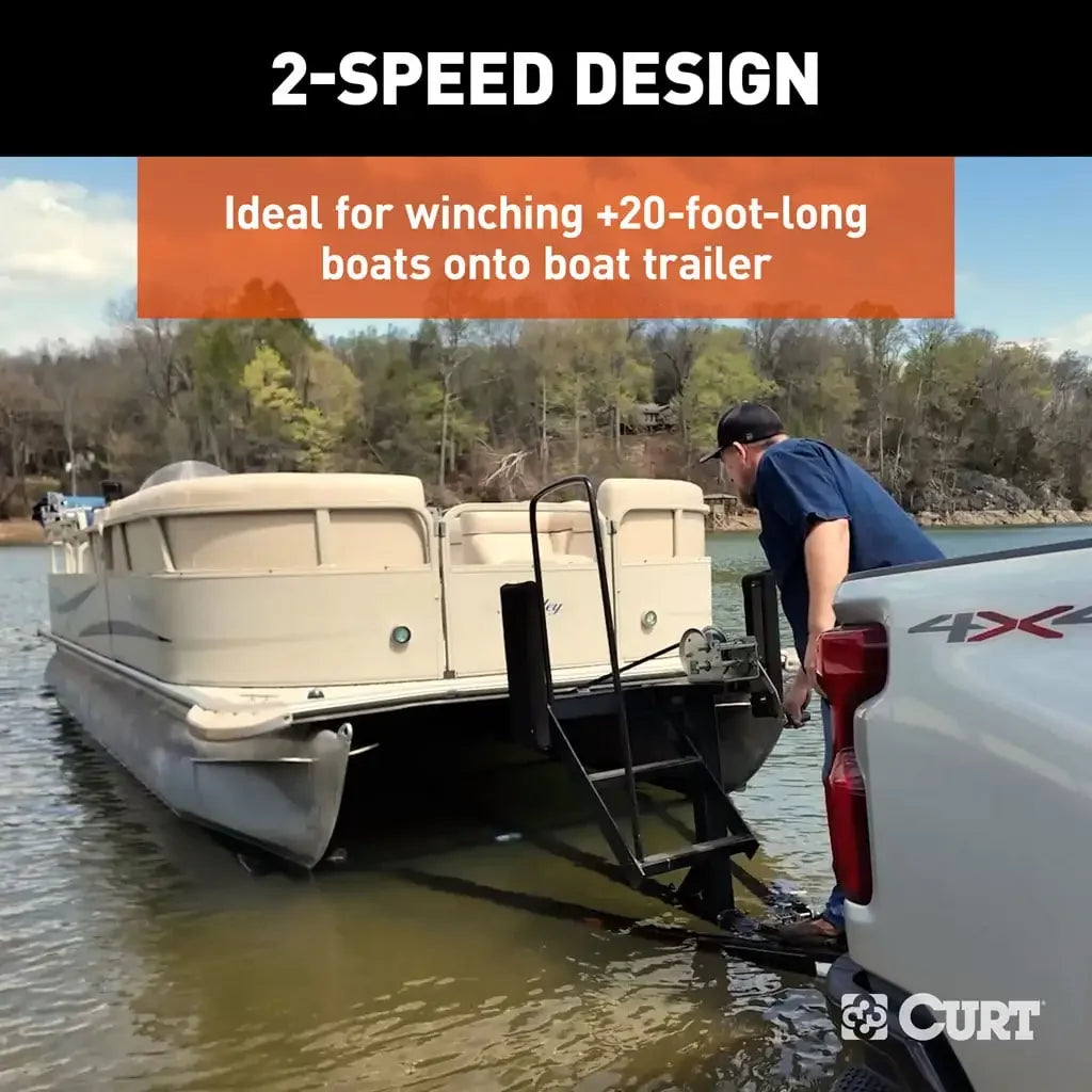 CURT 29538 Hand-Crank 2-Speed Winch, 3,800 lbs, 15.8:1 Low Gear Ratio, 9.6" Handle - View 6
