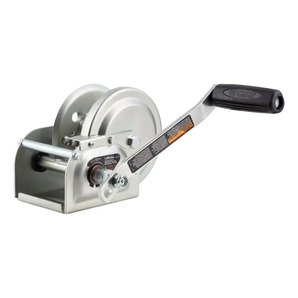 CURT 29610 Hand-Crank Brake Winch, 1,000 lbs, 4.2:1 Gear Ratio, 7" Handle - View 1