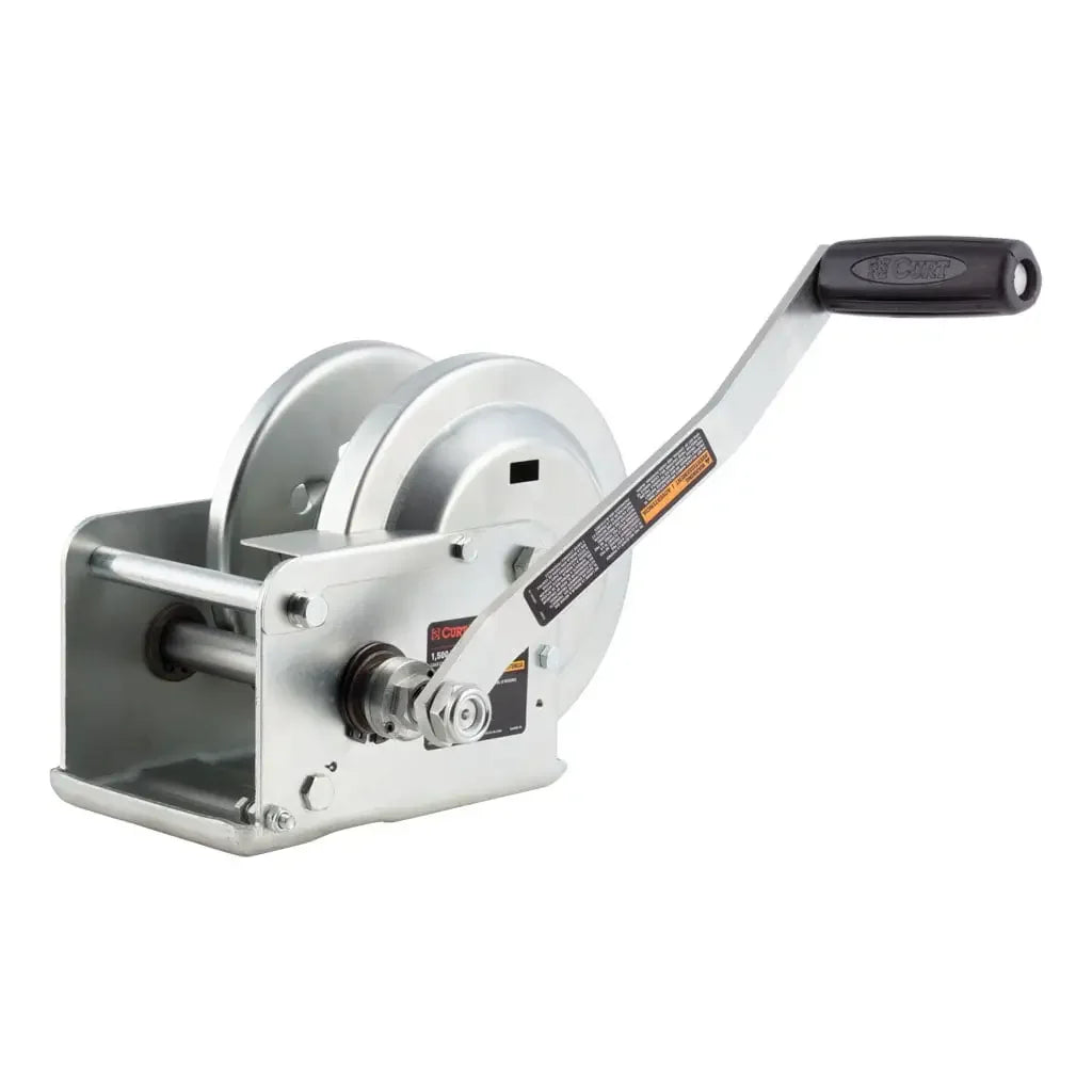 CURT 29615 Hand-Crank Brake Winch, 1,500 lbs, 5:1 Gear Ratio, 10.6" Handle - View 1