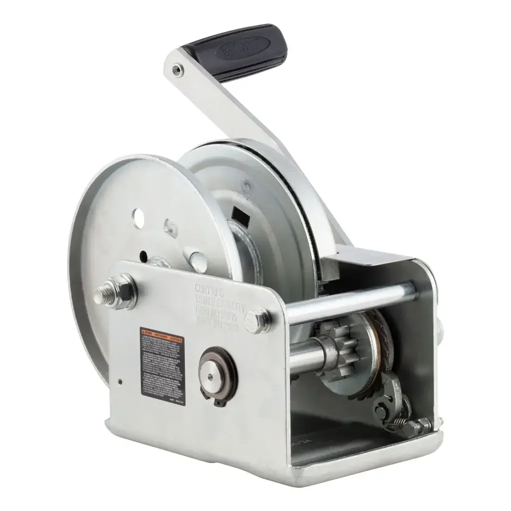 CURT 29615 Hand-Crank Brake Winch, 1,500 lbs, 5:1 Gear Ratio, 10.6" Handle - View 2