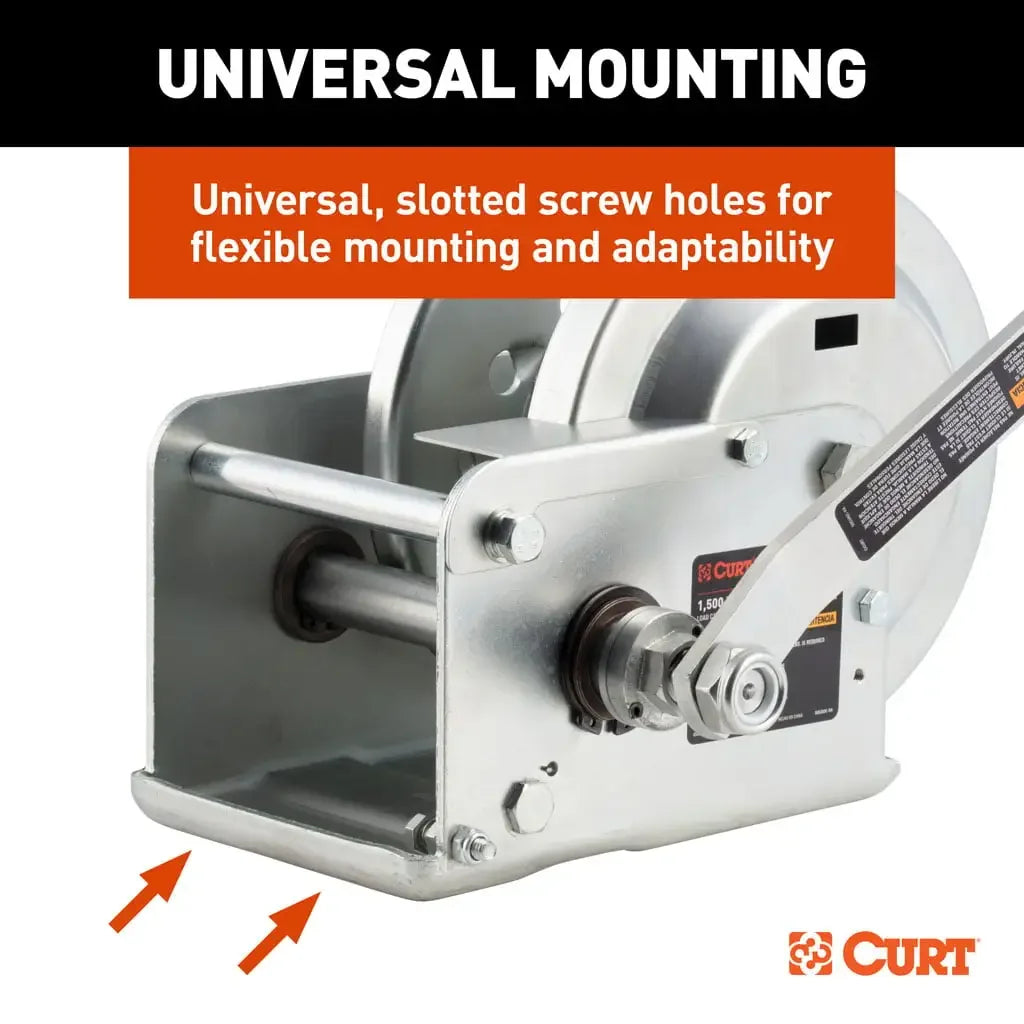 CURT 29615 Hand-Crank Brake Winch, 1,500 lbs, 5:1 Gear Ratio, 10.6" Handle - View 8