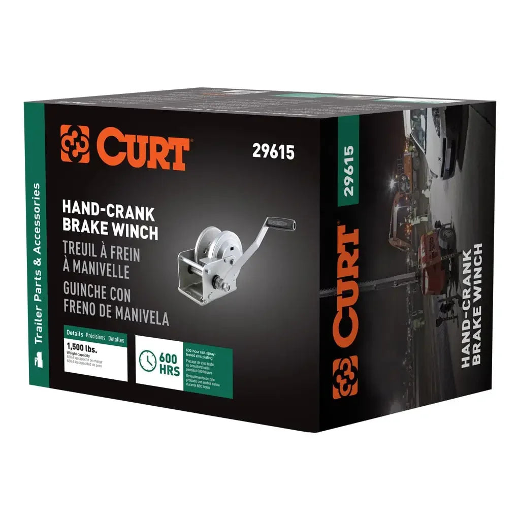 CURT 29615 Hand-Crank Brake Winch, 1,500 lbs, 5:1 Gear Ratio, 10.6" Handle - View 9