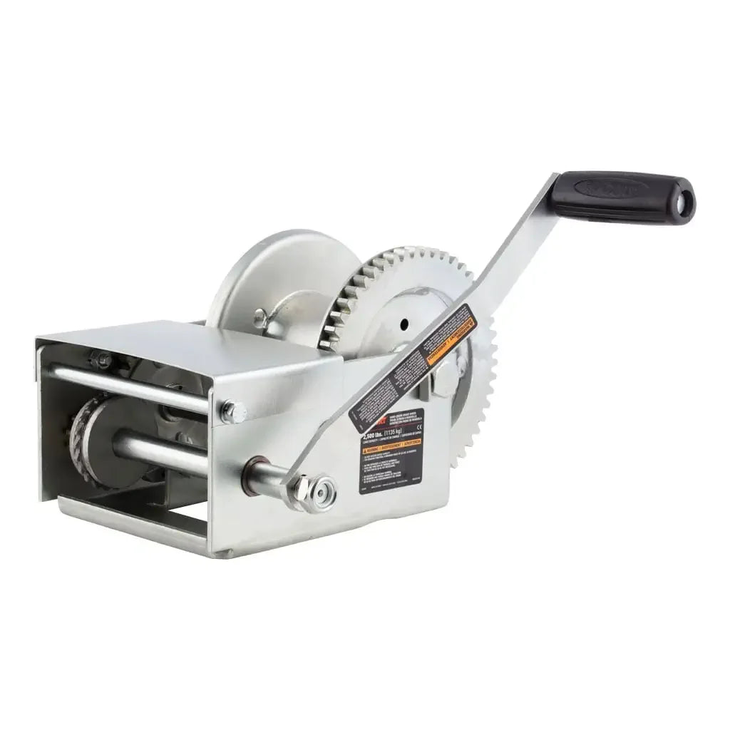 CURT 29625 Hand-Crank Brake Winch, 2,500 lbs, 15.8:1 Gear Ratio, 10.6" Handle - View 1