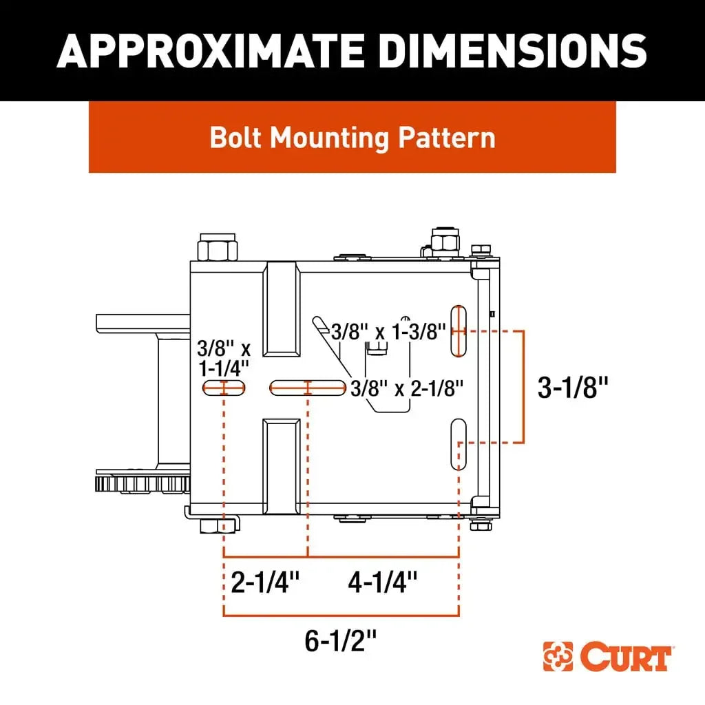 CURT 29625 Hand-Crank Brake Winch, 2,500 lbs, 15.8:1 Gear Ratio, 10.6" Handle - View 4