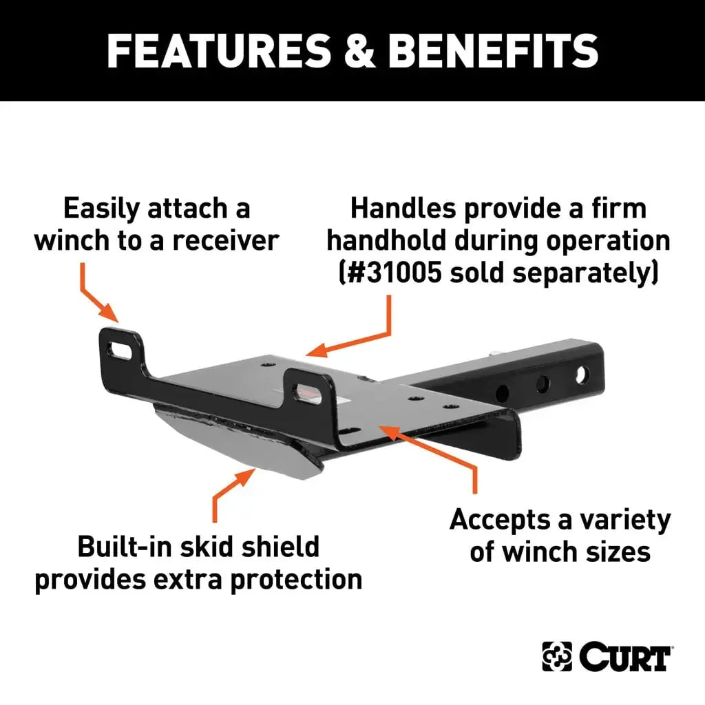 CURT 31010 Hitch-Mounted Winch Mount (Fits 2" Receiver) - View 3