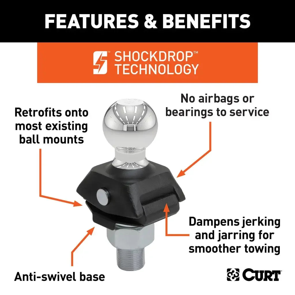 CURT 40249 RockerBall 2-5/16" Cushion Hitch Ball (1-1/4" Shank, 12,000 lbs, Packaged) - View 3