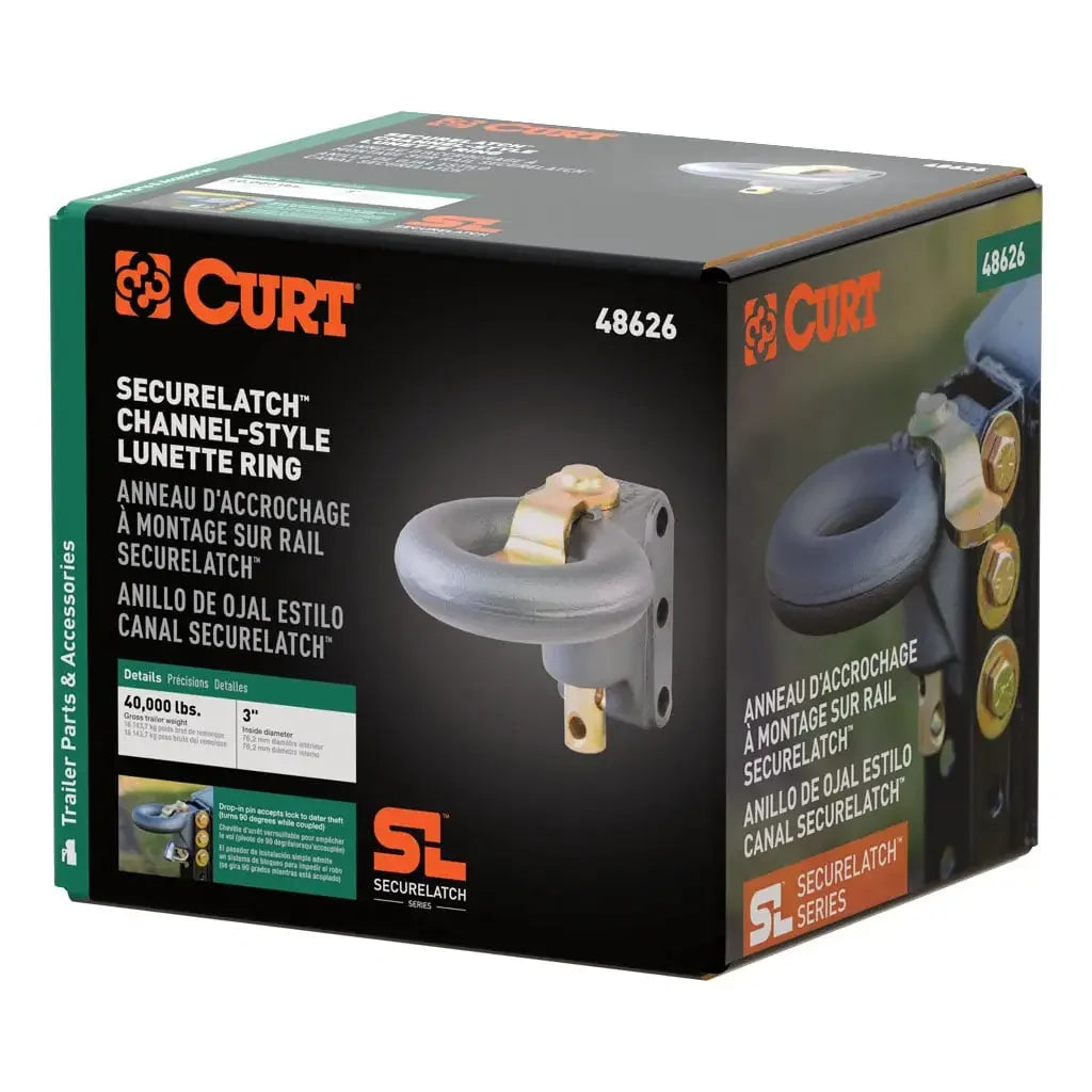 CURT 48626 SecureLatch Channel-Style Lunette Ring (40,000 lbs., 3" ID) - View 8