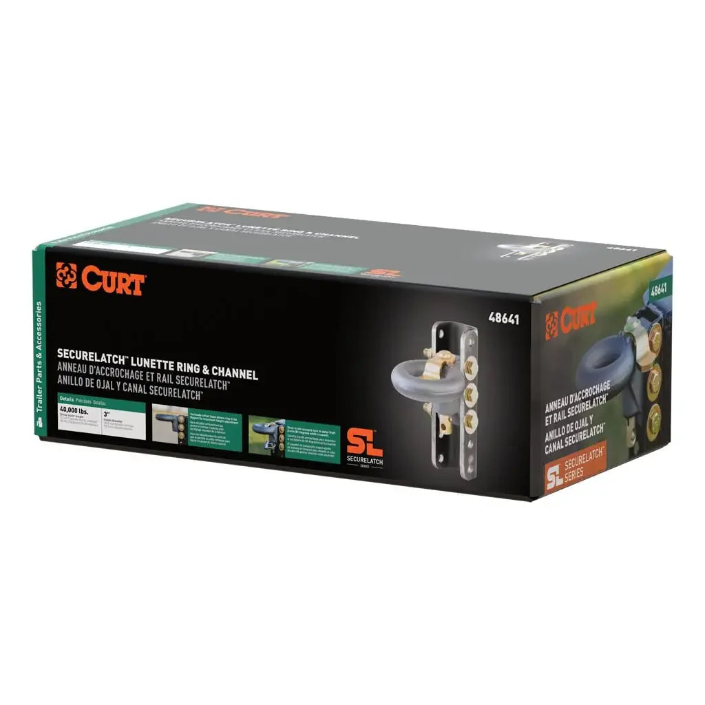 CURT 48641 SecureLatch Lunette Ring & Channel (40,000 lbs, 3" ID, 11-3/4" Channel Height) - View 8