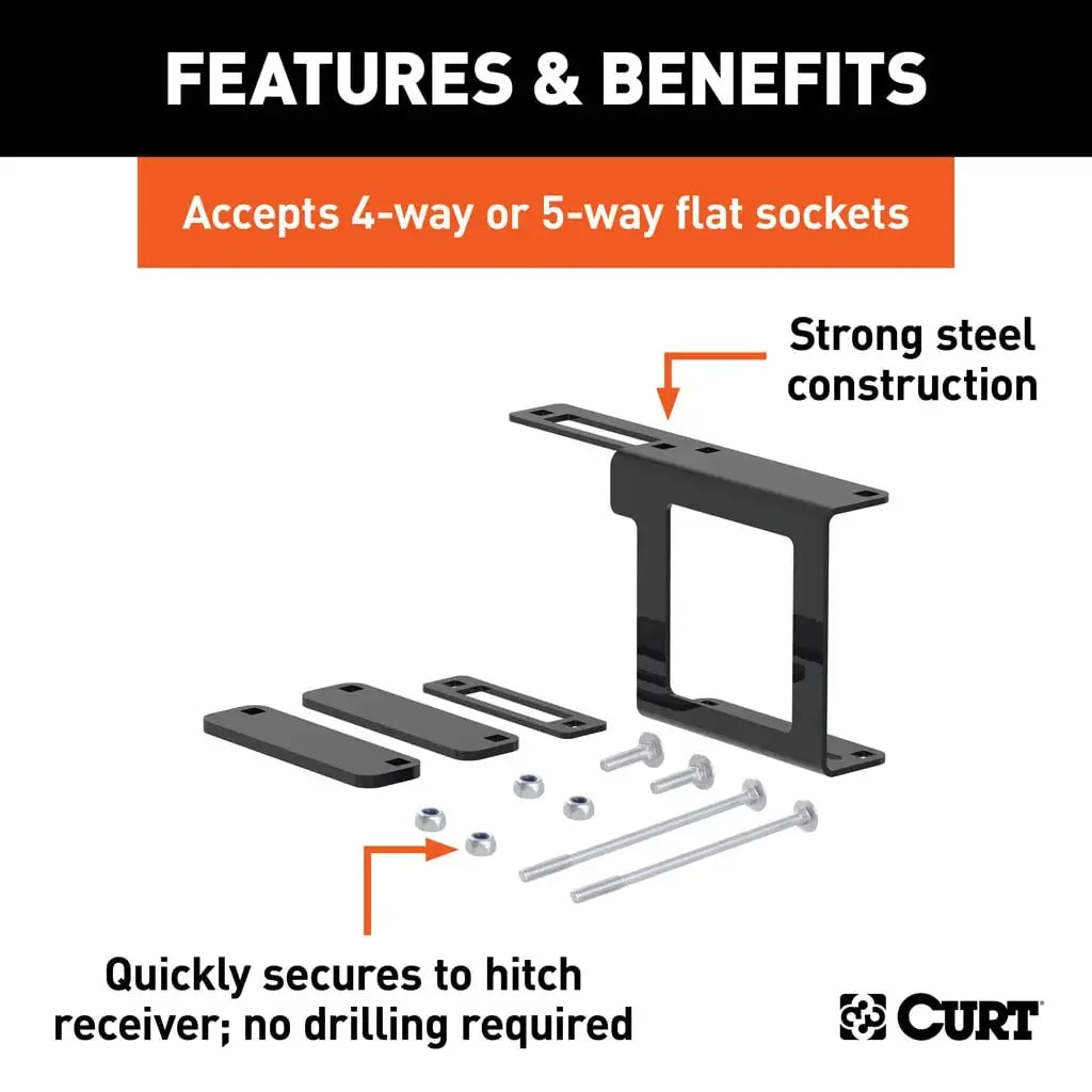 CURT 58001010 Easy-Mount Wiring Brackets for 4 or 5-Way Flat (2" Receiver, 10-Pack) - View 3