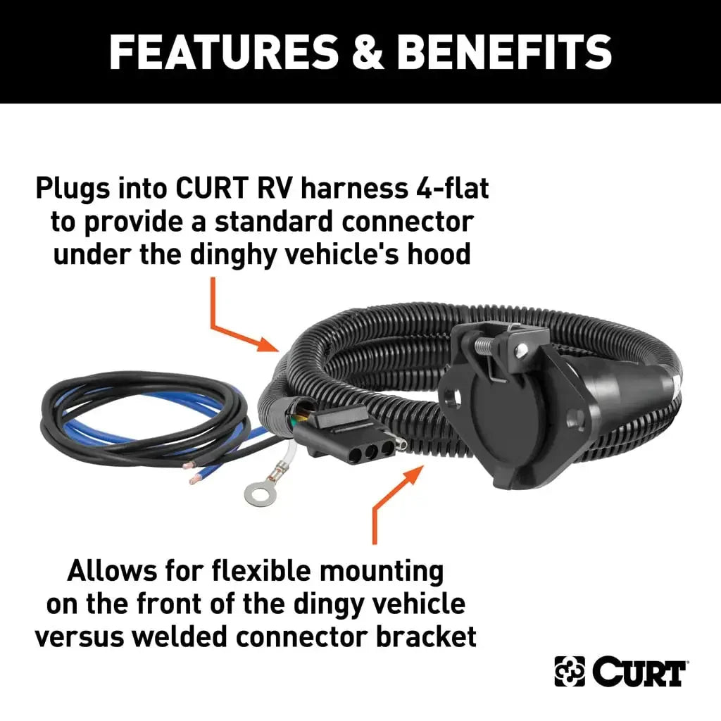 CURT 58981 Dinghy Towing Electrical Adapter (4-Way Flat to 6-Way Round) - View 3