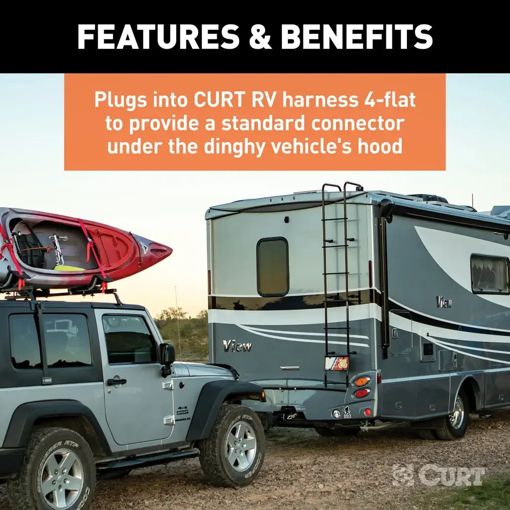 CURT 58981 Dinghy Towing Electrical Adapter (4-Way Flat to 6-Way Round) - View 5