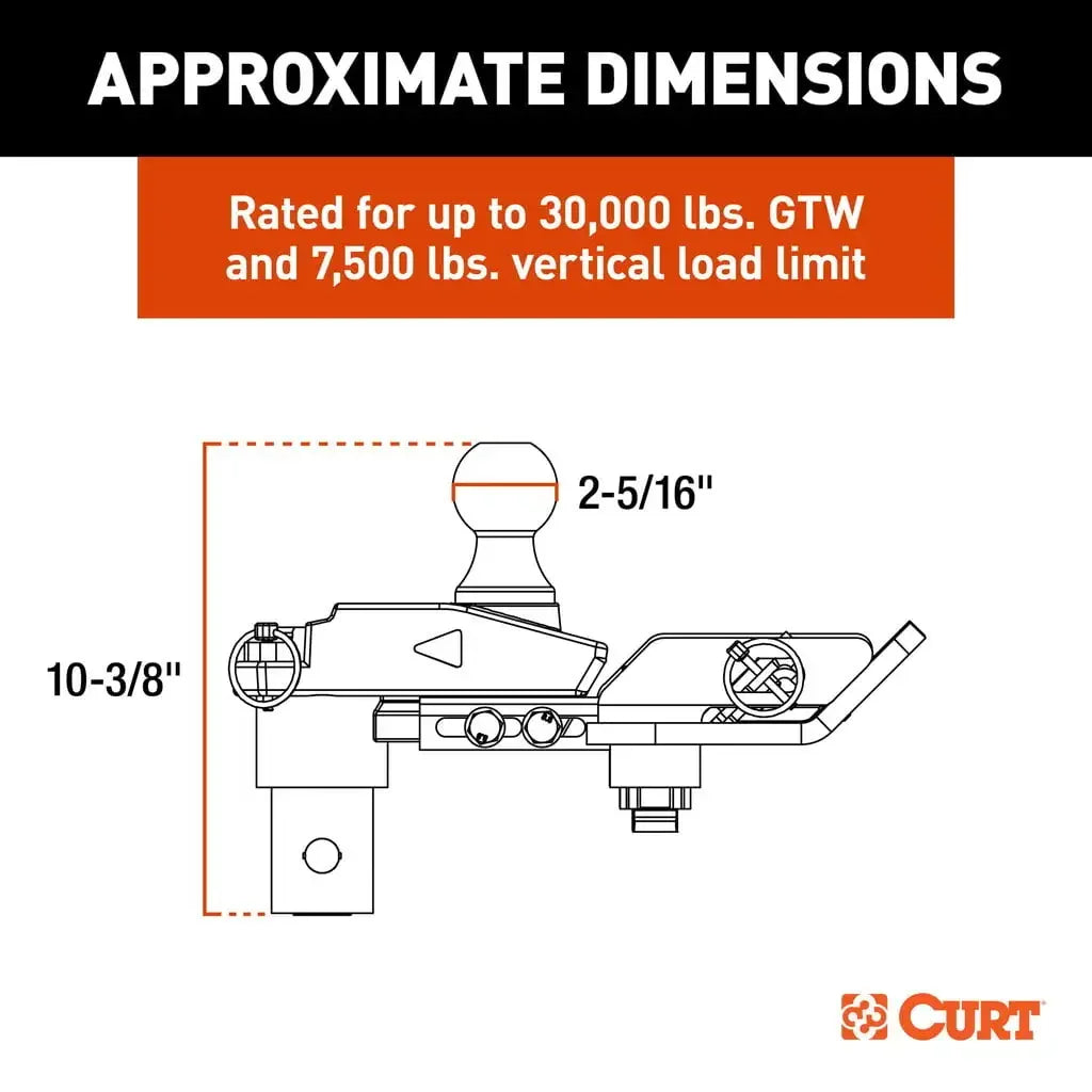 CURT 60663 Multi-Fit OEM Puck System Gooseneck Ball with 4" Offset - View 2