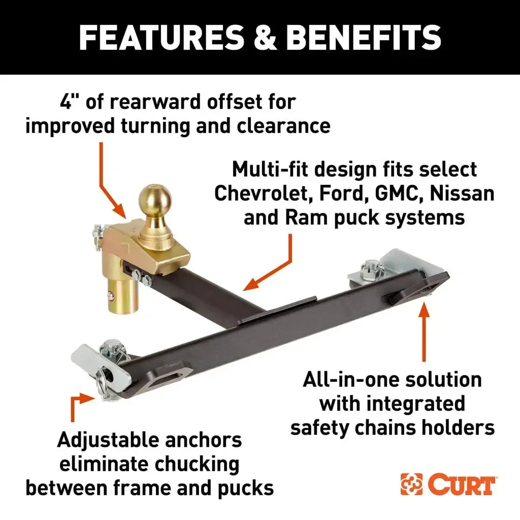 CURT 60663 Multi-Fit OEM Puck System Gooseneck Ball with 4" Offset - View 3