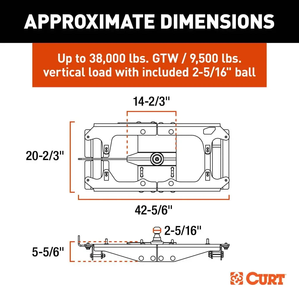 CURT 60703 PowerHaul Double Lock Gooseneck Hitch, Fits Select Ford F-250, F-350, F-450 - View 2