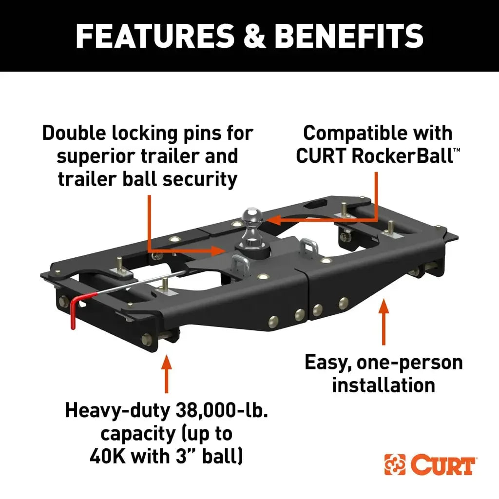 CURT 60703 PowerHaul Double Lock Gooseneck Hitch, Fits Select Ford F-250, F-350, F-450 - View 3