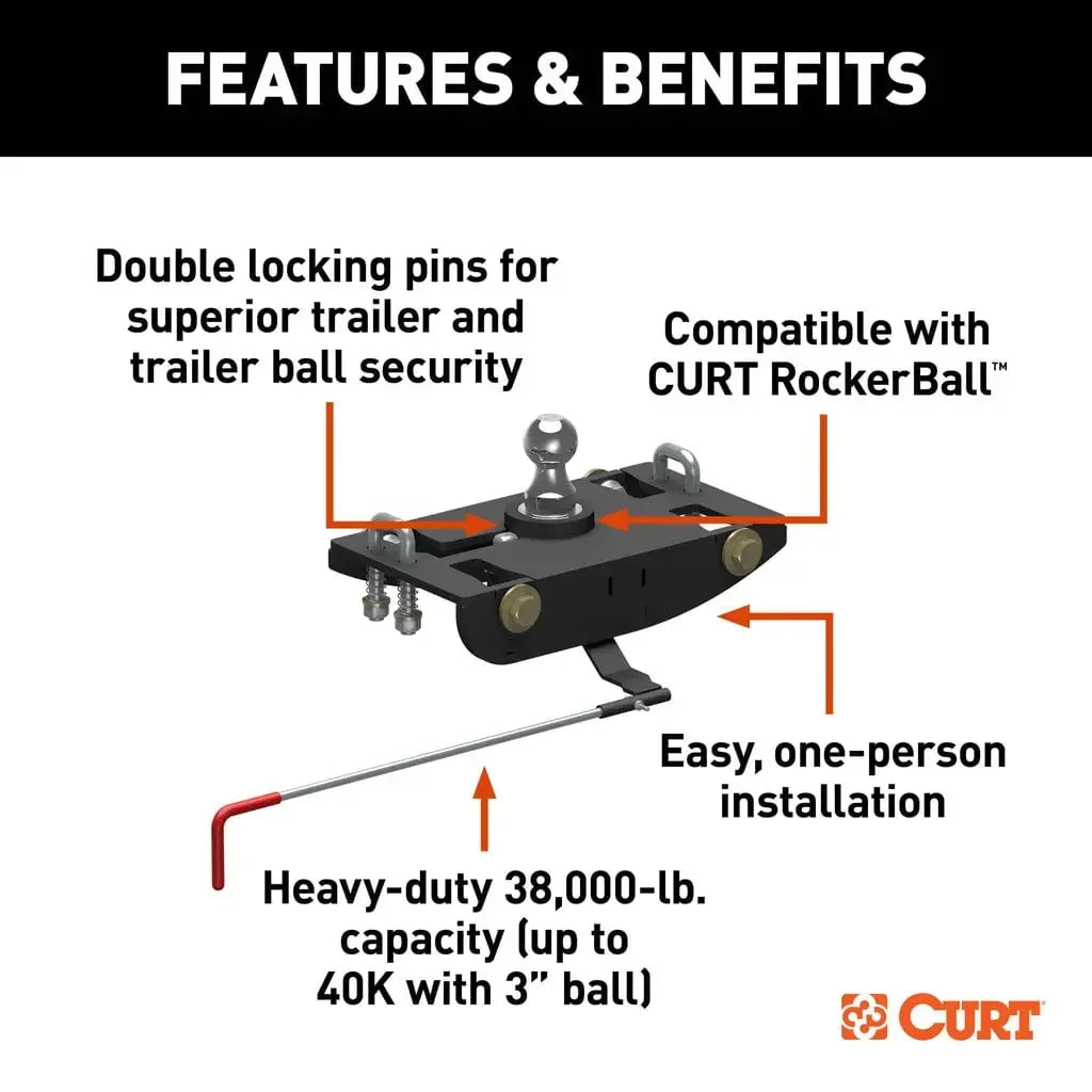 CURT 60705 PowerHaul Double Lock Gooseneck Hitch, Fits Sect Ram 2500, 3500 - View 3