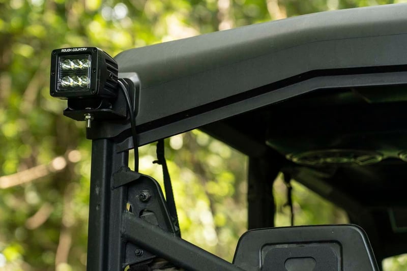 RC LED Light | Cab Mount | 2" Black Pair | Flood | Can-Am Defender HD 5/HD 8/HD 9/HD 10 (manufacturer page)