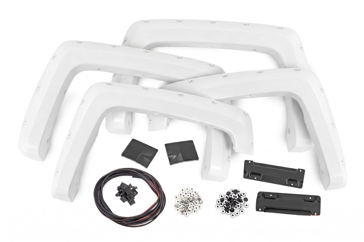Pocket Fender Flares | 6'7" & 8' Bed | GAZ Summit White | Chevy Silverado 1500 (14-18)/2500HD (15-19) - Fender Flares (Image 3 of 6)