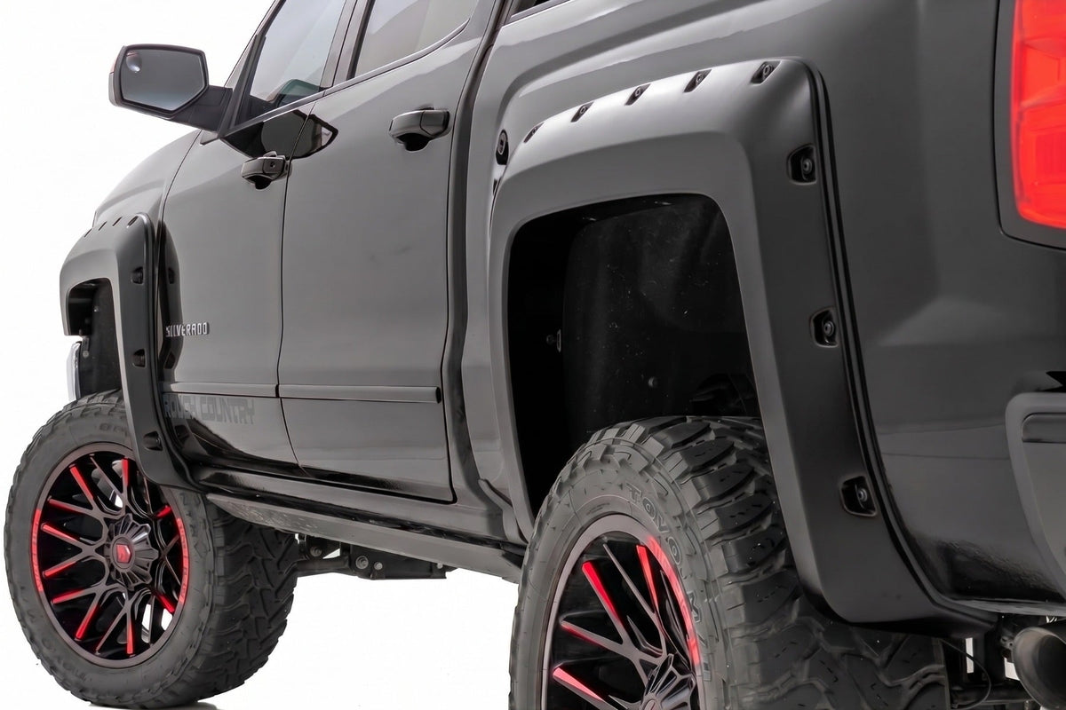 Pocket Fender Flares | 6'7" & 8' Bed | GB8 Mosaic Black | Chevy Silverado 1500 (14-18)/2500HD - Fender Flares (Image 1 of 6)