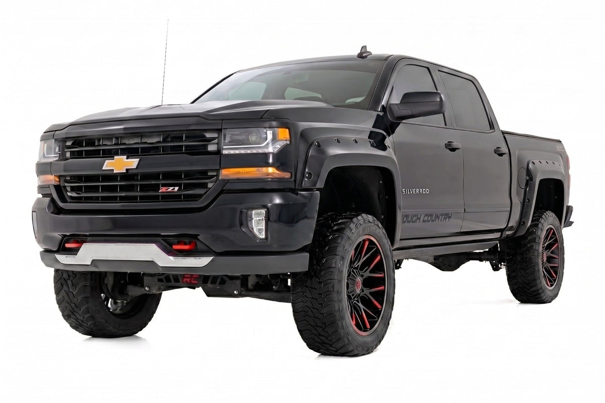 Pocket Fender Flares | 6'7" & 8' Bed | GB8 Mosaic Black | Chevy Silverado 1500 (14-18)/2500HD - Fender Flares (Image 2 of 6)