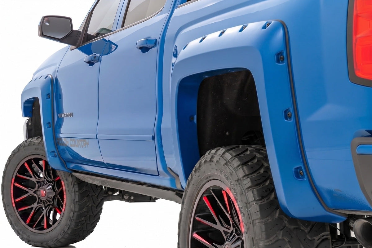 Pocket Fender Flares | 6'7" & 8' Bed | GA0 Northsky Blue | Chevy Silverado 1500 (14-18)/2500HD - Fender Flares (Image 1 of 6)
